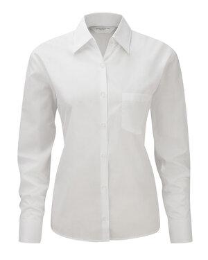 Russell J934F - Lättskött långärmad polyester/bomulls poplinskjorta