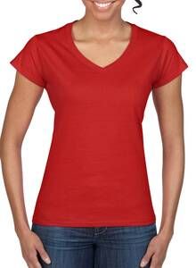 Gildan 64V00L - T-shirt för kvinnor V-ringning 100% bomull Red