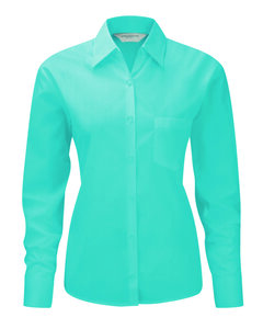 Russell J934F - Lättskött långärmad polyester/bomulls poplinskjorta