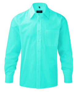 Russell J934M - Lättskött långärmad polyester/bomulls poplinskjorta