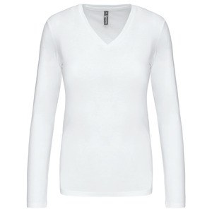 Kariban K382 - LADIES' LONG SLEEVE V-NECK T-SHIRT White