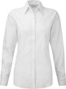 Russell Collection RU962F - Långärmad fiskbensskjorta för kvinnor White