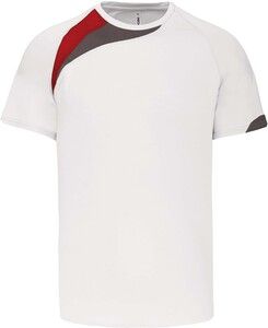 Proact PA436 - Unisex kortärmad sport-T-shirt White / Sporty Red / Storm Grey