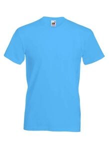 Fruit of the Loom SS034 - T-shirt med V-ringning för män Azure Blue