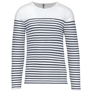 Kariban K366 - Men’s striped long sleeve mariniere Striped White / Navy