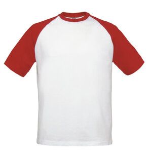 B&C BC230 - Kontrast Raglan ärm baseball T-shirt White/Red