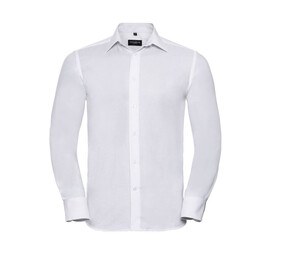Russell Collection JZ922 - Oxford-skjorta för män med italiensk krage White