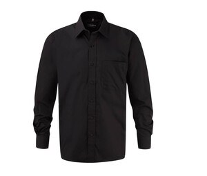 Russell Collection JZ936 - 100% bomull Poplin skjorta för män Black