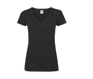 Fruit of the Loom SC601 - T-shirt med V-ringning för kvinnor Black