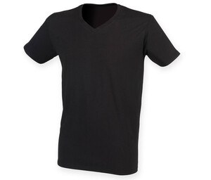 Skinnifit SF122 - V-ringad T-shirt med stretch för herrar Black