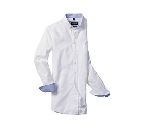 Russell Collection RU920M - Långärmad, skräddarsydd tvättad Oxford-skjorta för män