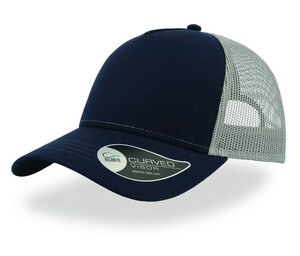 Atlantis AT085 - 5 panel bomull Trucker Cap Navy / Grey