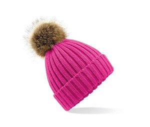 Beechfield BF412 - Pop Pom Chunky Stickad hatt Fuchsia