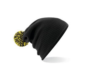 Beechfield BF450 - Mössa med pompom Black / Yellow