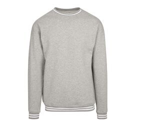 Build Your Brand BY104 - Kontrastrandig tröja Heather Grey / White