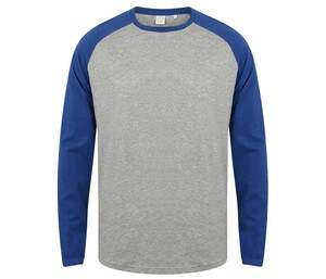 SF Men SF271 - Långärmad baseboll-T-shirt Heather Grey/ Royal