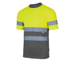VELILLA V5506 - Tvåfärgad teknisk T-shirt med hög synlighet Fluo Yellow / Grey