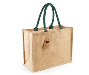 Westford mill WM407 - Burlap Shoppingväska Natural/ Forest Green