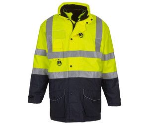 Yoko YK711 - Hög synlighet 7 i 1 parka Hi Vis Yellow/Navy