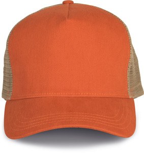 K-up KP137 - Trucker Cap-5 paneler Rustic Orange / Beige