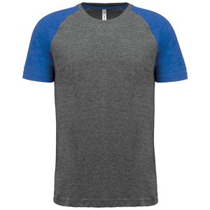 Proact PA4010 - Vuxens tvåfärgad sport kortärmad triblend-T-shirt Grey Heather / Sporty Royal Blue Heather