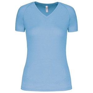 Proact PA477 - Kvinnors kortärmad sport-T-shirt med V-ringning Sky Blue