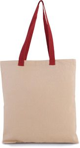 Kimood KI0277 - Flatväska shoppingväska med kontrasterande handtag Natural / Cherry Red