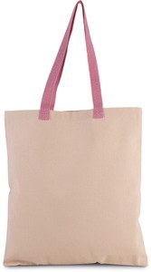 Kimood KI0277 - Flatväska shoppingväska med kontrasterande handtag Natural / Dark Pink