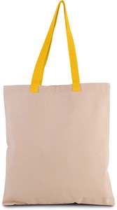 Kimood KI0277 - Flatväska shoppingväska med kontrasterande handtag Natural/Yellow