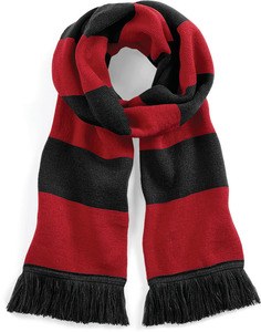 Beechfield B479 - Stadionsrandig halsduk för herrar Black / Classic Red