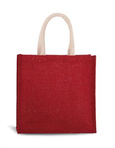 Kimood KI0274 - Burlap Tote Bag-Stor modell Cherry Red / Gold