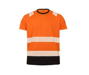 Result RS502X - T-shirt med återvunnen polyester i hög synlighet Fluorescent Orange/ Black