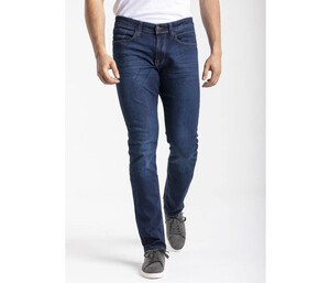 RICA LEWIS RL804 - Jeans för män i borstad stretchsten Pool Blue