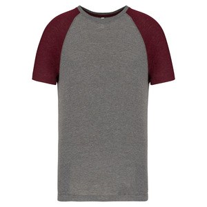 Proact PA4010 - Vuxens tvåfärgad sport kortärmad triblend-T-shirt Grey Heather / Wine Heather