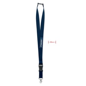 GiftRetail MO9661 - WIDE LANY Logoband med metallkrok 25 mm Blue