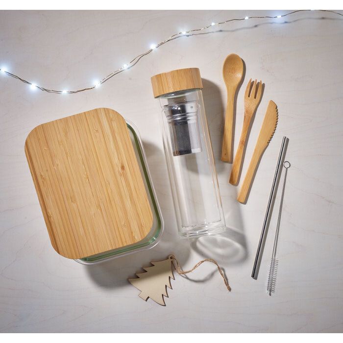 GiftRetail MO9962 - TUNDRA LUNCHBOX Lunchbox i glas/bambu
