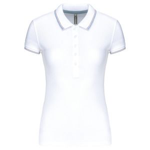 Kariban K251 - LADIES' SHORT SLEEVE POLO SHIRT White / Sky Blue / Light Grey