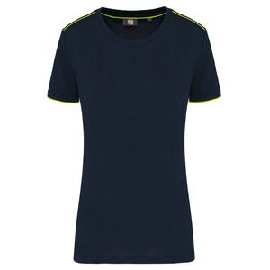 WK. Designed To Work WK3021 - Kvinnors Daytoday kortärmad T-shirt Navy/Fluorescent Yellow