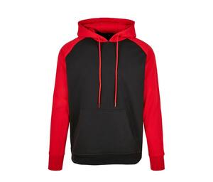 BUILD YOUR BRAND BYB005 - BASIC RAGLAN HOODY Black / Red