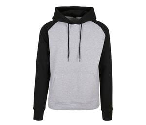 BUILD YOUR BRAND BYB005 - BASIC RAGLAN HOODY Heather Grey/ Black