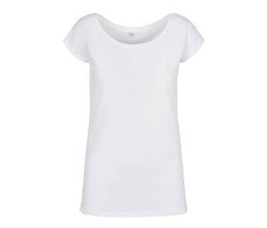 BUILD YOUR BRAND BYB013 - LADIES WIDE NECK TEE White
