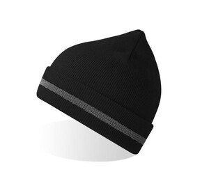 ATLANTIS HEADWEAR AT238 - High visibility beanie made of recycled polyester Black