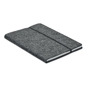 GiftRetail MO2093 - FELTBOOK A5 anteckningsbok RPET-filt Dark Grey