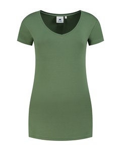 Lemon & Soda LEM1262 - T-shirt med V-ringning för kvinnor Army Green