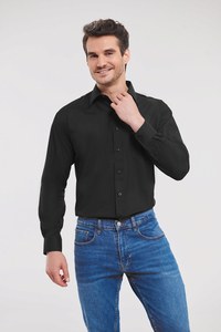 Russell Collection RU934M - Långärmad poplinskjorta för män