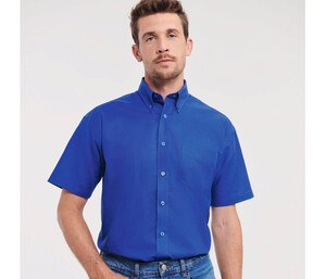 Russell Collection JZ933 - Oxford bomulls kortärmad skjorta för män