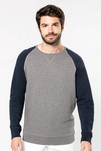 Kariban K491 - Ekologisk tvåtonig tröja med rund hals och raglanärm för män
